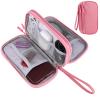 JIAKAI Travel Cable Organizer,Electronics Accessories Organizer Bag,for Charger, Phone, memory card,Travel Gadget Bag-Pink view 1