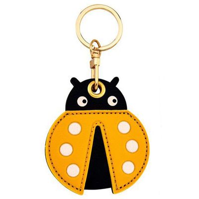 Leather Anti-Lost Keychain Case Cover for AirTags Tracker Holder, Ladybug Anti-Drop Scratch Cute AirTag Holder with Keychain Accessories for Women Kids Pets Backpacks (Ladybug)