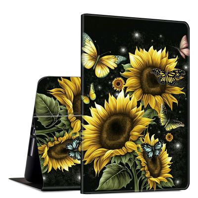 Case for Amazon Fire Max 11 (13th Generation, 2023 Release) PU Leather Slim Lightweight Multiple Angles Stand Smart Cover with Auto Wake/Sleep for Fire 11 Max Tablet,Sunflower Butterflies