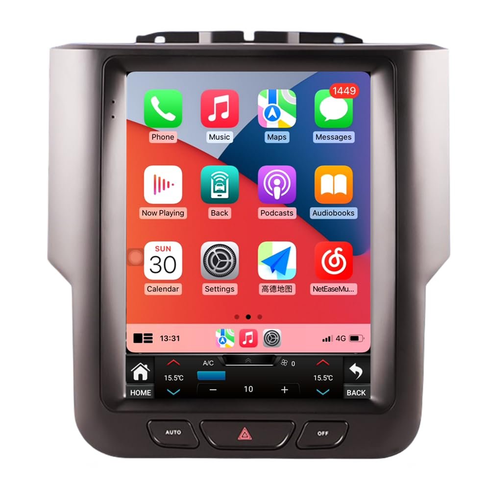 CZSWCH Android 12 Stereo for Dodge RAM 1500 2500 3500 (2013-2018) AUTO AC,T Style IPS Screen Octa Core 4G+64G Built-in Wireless Carplay/Android Auto/DSP