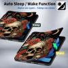BPQOJB for All-New Fire Max 11 Case 13th Generation 11 inch 2023 Release 360 Degree Rotating PU Leather Smart Cover with Auto Wake/Sleep - Red Fowers Skull view 3