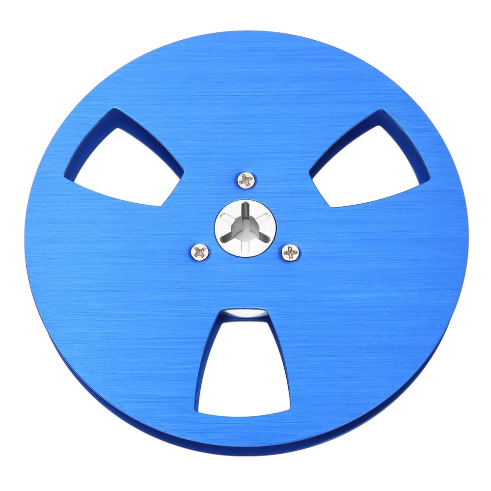 1/4 5 Inch Empty Tape Reel, 3 Hole Empty Take Up Reel to Reel for Tape Players, Aluminum Alloy Universal Open Reel Sound Tape Empty Reel (Blue)