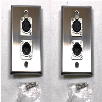 (2) Two Double XLR Single Wall Plates w/Neutrik Male + Female Stainless Steel