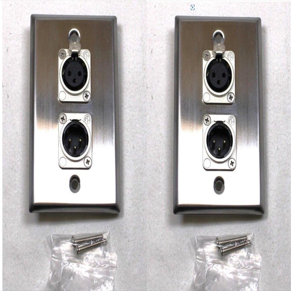 (2) Two Double XLR Single Wall Plates w/Neutrik Male + Female Stainless Steel