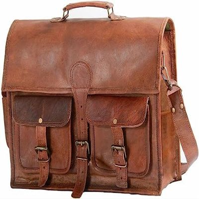100% Leather Messenger Bag for Laptop Handmade Briefcase Satchel Mens Crossbody Bag (13x17x5 Inches)