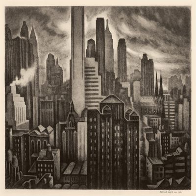 Soaring New York City : Howard Cook : Archival Quality Art Print