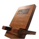 Mahogany Stand fpr KIndle/Phone/Video Calling/Compact Tablet Stand- American Flag Engraved one on side. (Email Us Your Logo or Name And We Can Engrave!)