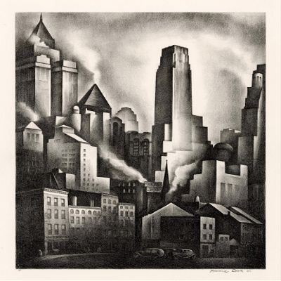 Financial District, New York City : Howard Cook : Archival Quality Art Print