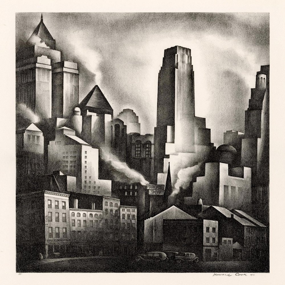 Financial District, New York City : Howard Cook : Archival Quality Art Print