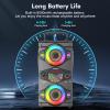 Bluetooth Speakers, 60W Portable Wireless Loud Outdoor Home Party Bluetooth Speaker with Subwoofer, FM Radio, LED Colorful Lights, Microphone, Remote and Big Powerful Stereo Deep Bass Sound Boombox view 4