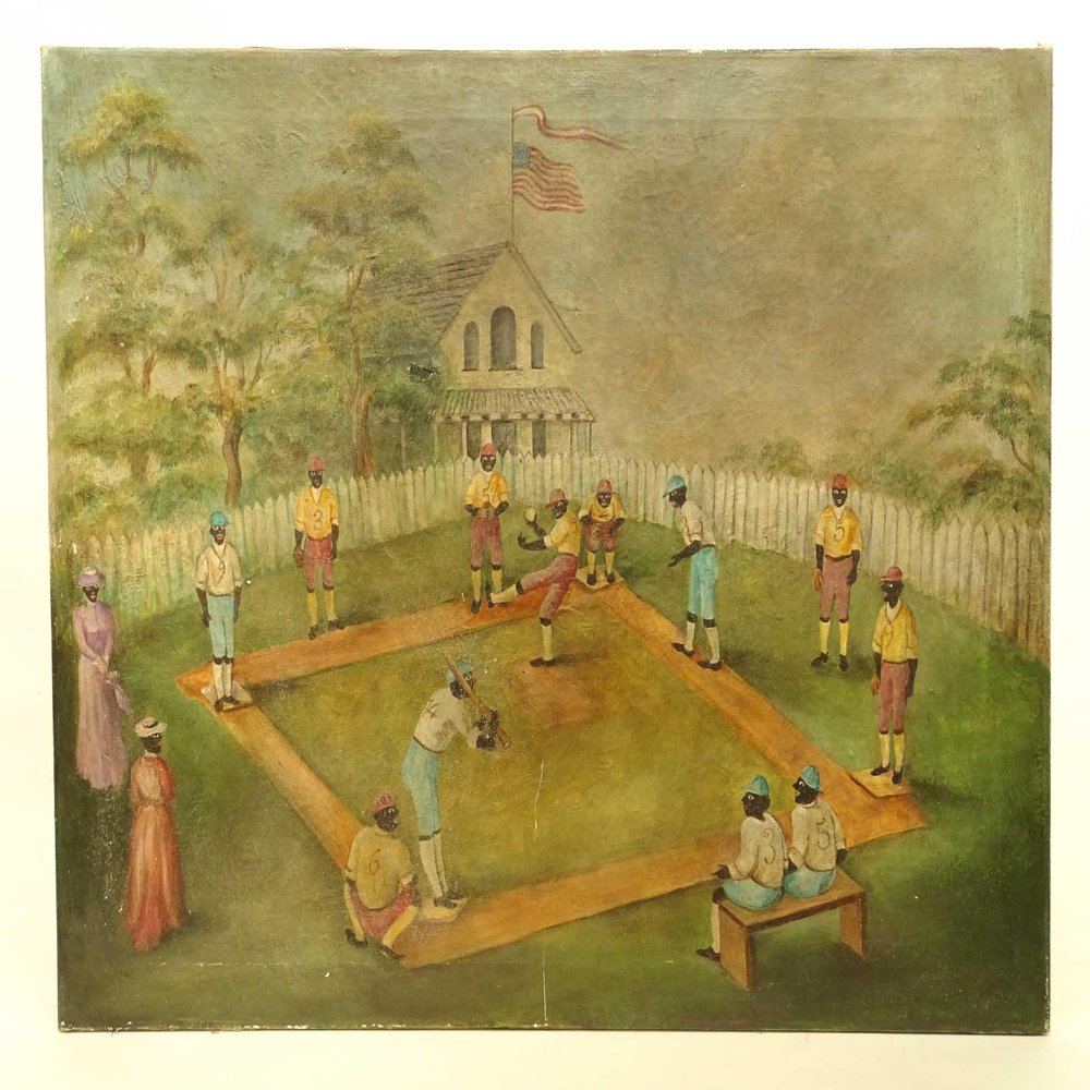 Folk Art, African American Baseball : Archival Quality Art Print