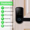 COLOSUS Smart Lock S220, Keyless Fingerprint Door Lock with Handle, Bluetooth Digital Entry Lock for Front Door Interior Doors and Office Doors (Black) view 2