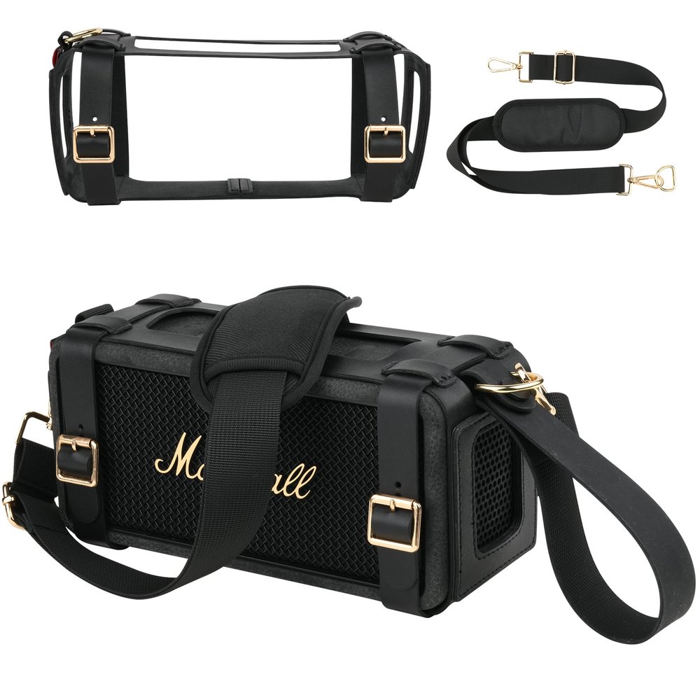 TXEsign Travel Carrying Case for Marshall Middleton Portable Speaker, with Shoulder Strap Protective Cover Replacement Strap Carrying PU Pouch for Marshall Speaker