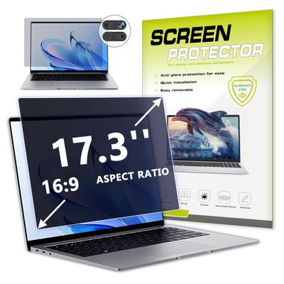 17.3 Inch Laptop Privacy Screen Protector for 16:9 Aspect laptop17.3" Anti Glare Blue Light Filter Security Shield Compatible with Lenovo Hp Dell Acer Asus Thinkpad Envy Xps with Camera Cover