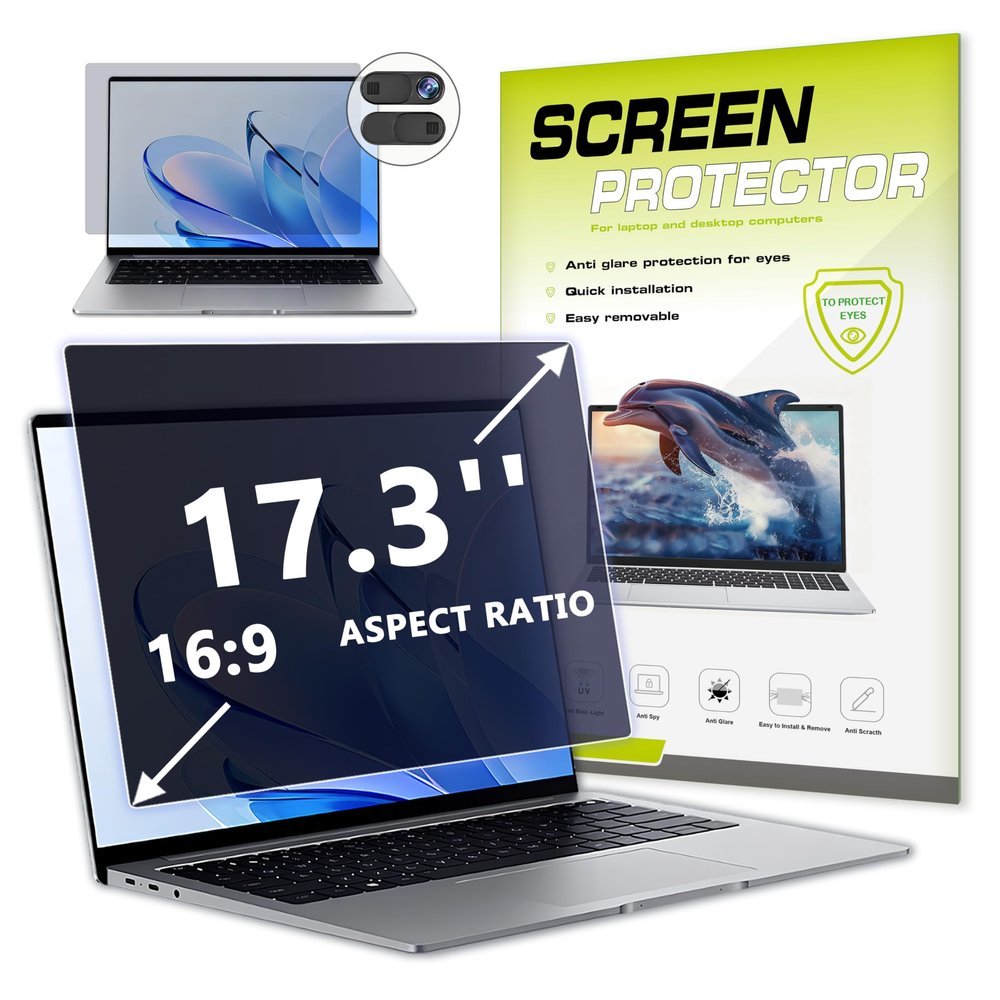 17.3 Inch Laptop Privacy Screen Protector for 16:9 Aspect laptop17.3" Anti Glare Blue Light Filter Security Shield Compatible with Lenovo Hp Dell Acer Asus Thinkpad Envy Xps with Camera Cover