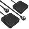 2 Pack Ultra Flat Plug Power Strip,Power Strips with Surge Protection-4 Widely Outlets,6 ft Flat Plug Extension Cord with 3 USB Ports(1 USB C Port),Slim Desk Charging Station,Black view 1