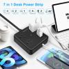 2 Pack Ultra Flat Plug Power Strip,Power Strips with Surge Protection-4 Widely Outlets,6 ft Flat Plug Extension Cord with 3 USB Ports(1 USB C Port),Slim Desk Charging Station,Black view 2