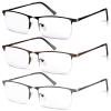 WEIMELTOY 3 Pack Blue Light Blocking Reading Glasses for Men, Stylish Half Frame Metal Computer Readers, Lightweight Spring Hinge Eyeglasses Anti Eyestrain/Glare/UV (Mix Color, Black+Grey+Brown, 3.0) view 1