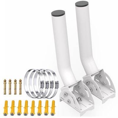 Adjustable J Pole Mount for Point to Point Wireless Bridge Outdoor  12" Universal Antenna Mounting Bracket for Access Points, Starlink WiFi Extender (2-Pack,White)