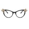 ICARA Bling Rhinestones Womens Reading Glasses Blue Light Blocking Cat Eye Computer Fashion Reader Eyeglasses (Black, 4, multiplier_x) view 3