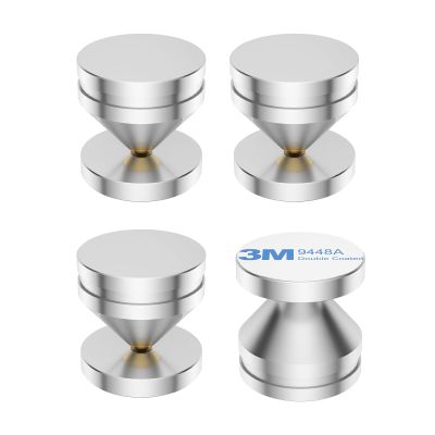 4Pcs Speaker Spikes Stands HiFi Speaker Isolation Stand Cone Shockproof Base Pad Speaker Feet with Non-Slip Rubber Rings for Audio,Speakers,Subwoofers,Turntable DAC Feet Pad. (24mmx23mm, Silver)