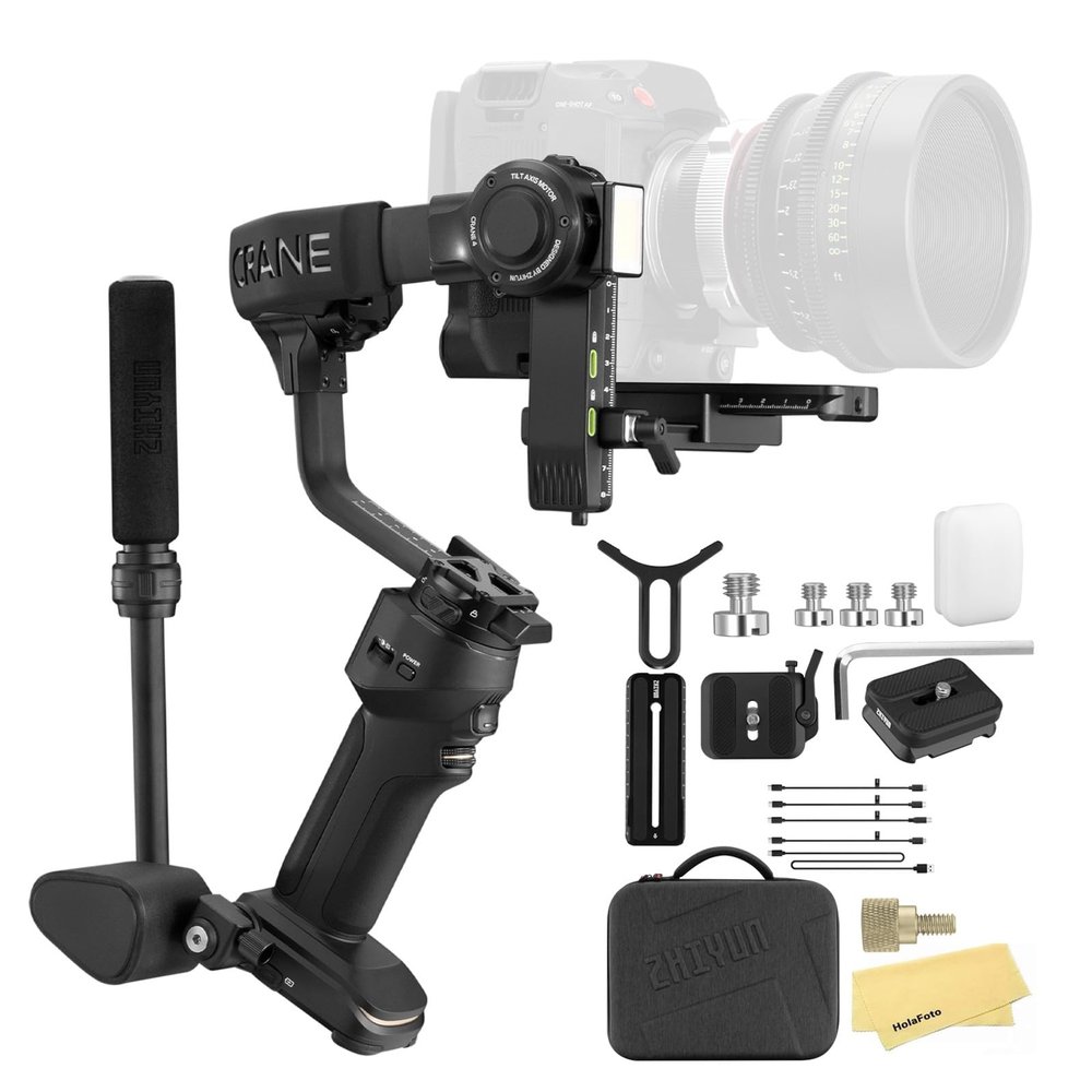 Zhiyun Crane 4 Combo Gimbal Stabilizer for Mirrorless DSLR Cinema Camera Camcorder, 3-Axis Gimbal for Sony Canon Nikon Fujifilm Panasonic Sigma, Blackmagic 6K 4K