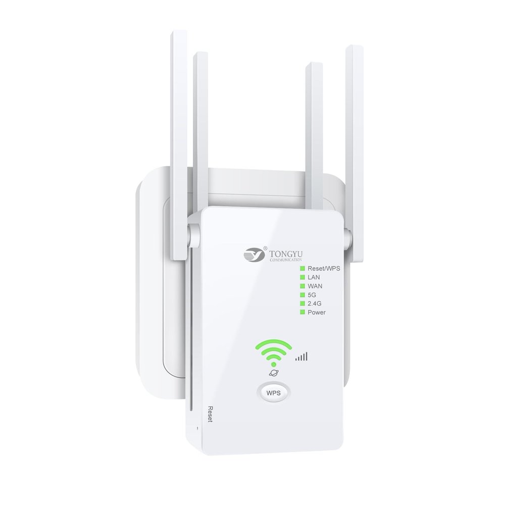 Tongyu 1200Mbps WiFi Extender Internet Booster for Home with Ethernet Port AC1200 Dual Band 5GHz/2.4GHz Wireless Repeater Signal Amplifier Booster Full Coverage 8000sq.ft and 45 Devices
