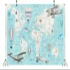 CORFOTO Fabric Cartoon World Map Backdrop Airplane Hot Air Balloon Treasure Map Background Navigation Party Decorations Travel Themed Birthday Decor Kids Adults Girls Portrait Photo Shoot Props view 3