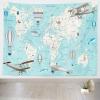CORFOTO Fabric Cartoon World Map Backdrop Airplane Hot Air Balloon Treasure Map Background Navigation Party Decorations Travel Themed Birthday Decor Kids Adults Girls Portrait Photo Shoot Props view 4