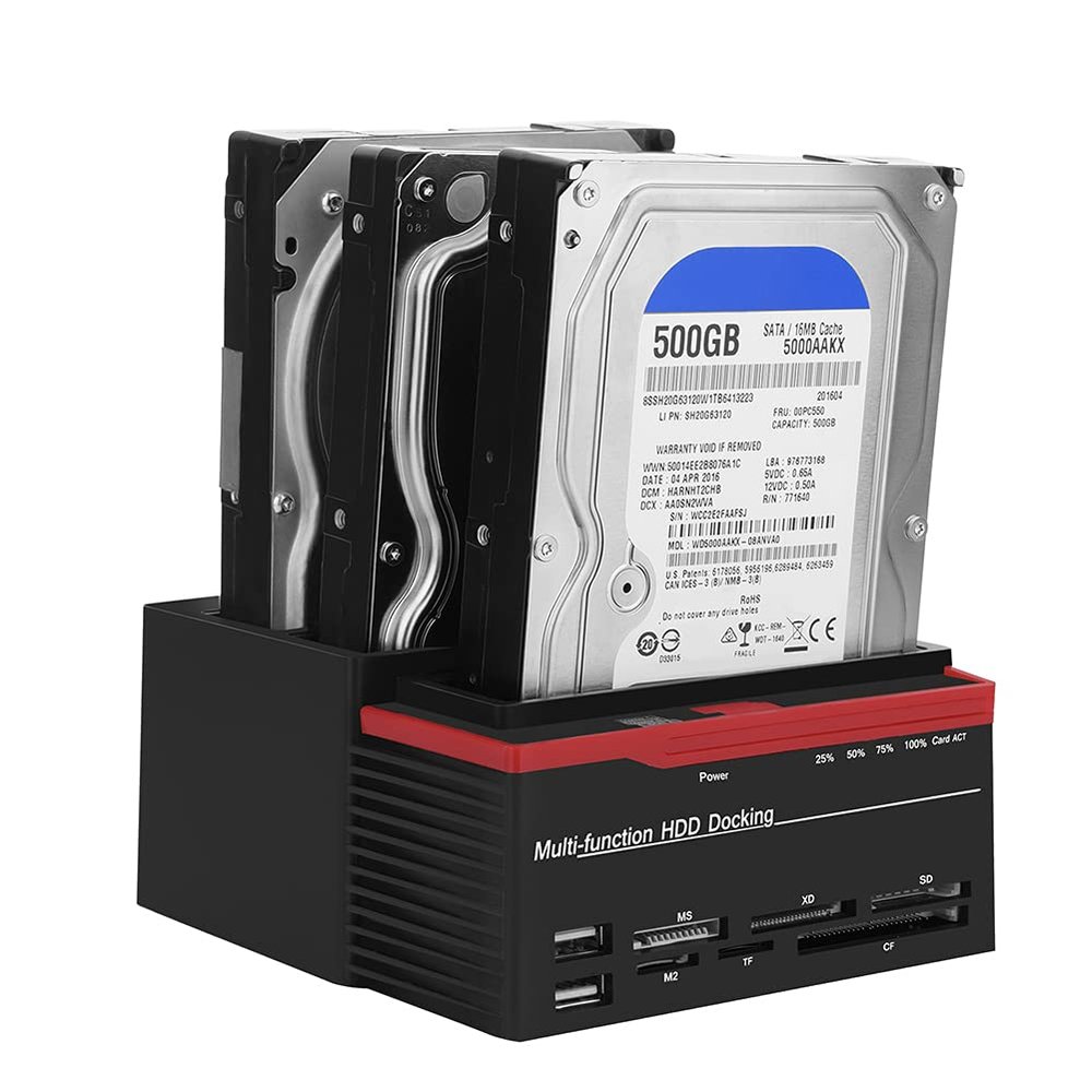 USB3.0 IDE HDD Docking Station, 2 Drives Read Simultaneously, Offline Clone, 2 USB2.0 Interfaces (US Plug)