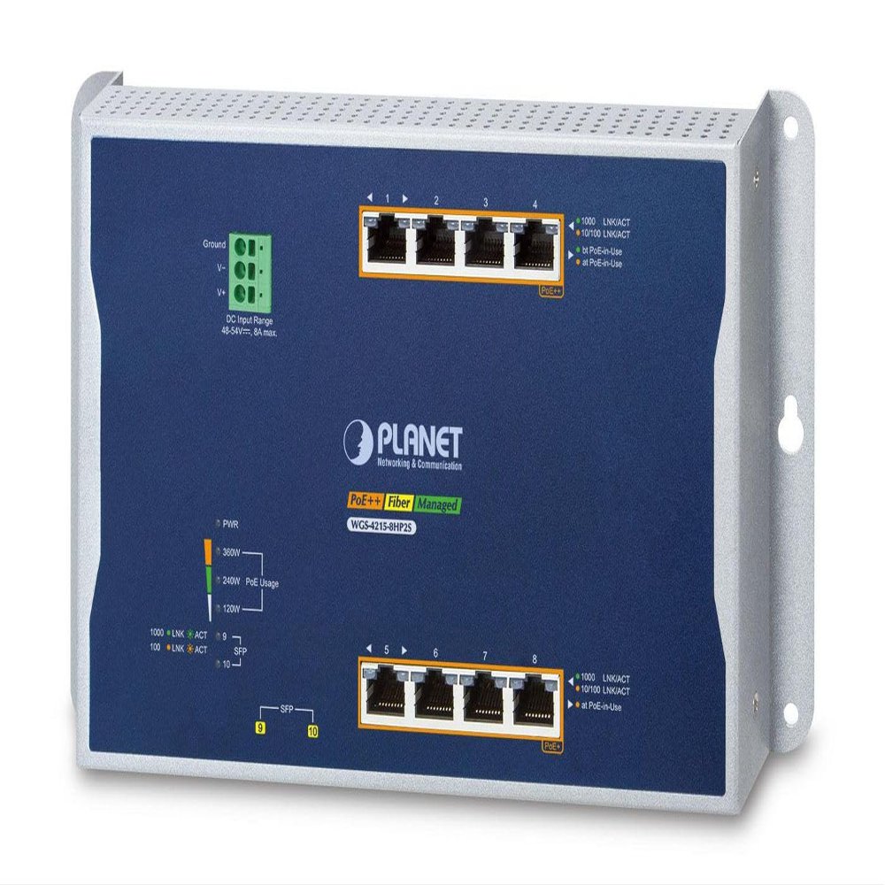 Planet IP30, IPv6/IPv4, 4-Port 10/100/1000T 802.3bt 95W PoE+ , W126160945 (10/100/1000T 802.3bt 95W PoE+ 4-P 10/100/1000T 802.3at PoE+ 2-P 100/1000X SFP Wall-mount Managed Switch)
