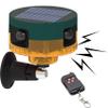 keeda Solar Outdoor Motion Sensor Alarm Upgraded 360 PIR Motion Detector 129db Loud Siren Lamp Strobe Light with Remote 13 Tones + Customize Sound Audio Security Light Alarm (Yellow) view 1