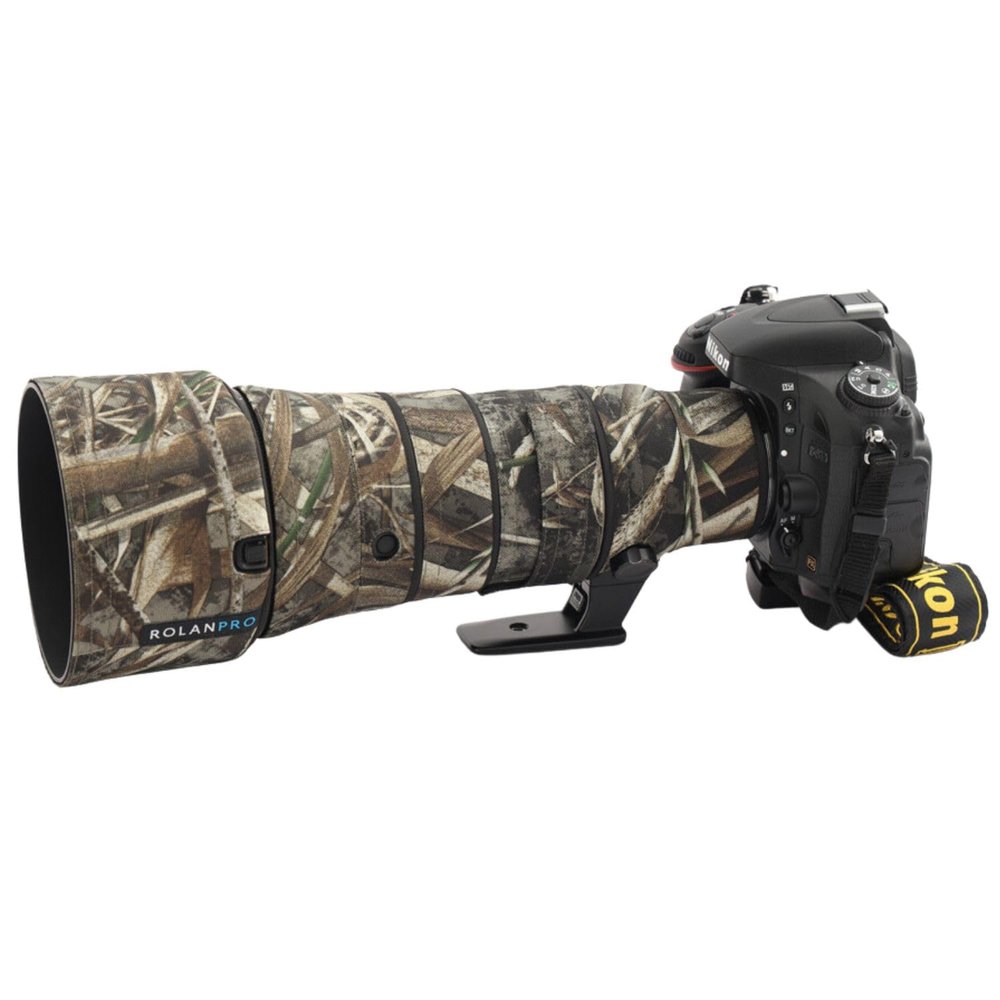 Rolanpro Waterproof Lens Camouflage Cover for Nikon AF-S 500mm F5.6E PF ED VR - Camouflage Rain Cover Lens Protective Sleeve Easy Installation # 9
