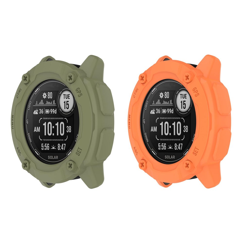 Protective Case Compatible for Garmin Instinct 2X Case Cover, Soft TPU Protector Cover Anti-Scratch Bumper Shock-Proof Protective Shell for Garmin Instinct 2X Case Cover (Green/Orange)