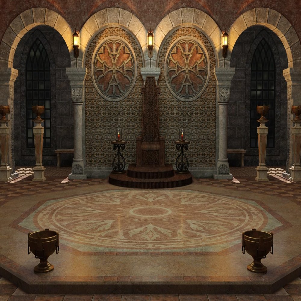 BELECO 12x8ft Fabric Ancient Throne Room Backdrop Empty Hall Stone Arch Medieval Castle Palace Interior Scene Background Birthday Party Decorations Photo Studio Props Wall Mural