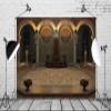 BELECO 12x8ft Fabric Ancient Throne Room Backdrop Empty Hall Stone Arch Medieval Castle Palace Interior Scene Background Birthday Party Decorations Photo Studio Props Wall Mural view 3