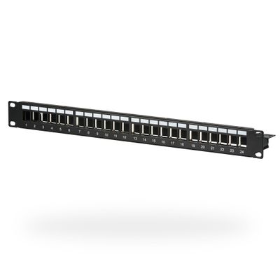 EFB-Elektronik Distribution Panel Patch Panel 19 Inch 1U, 24-Port, Black, Without Keystone