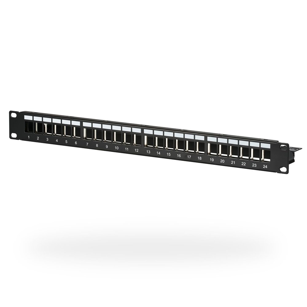 EFB-Elektronik Distribution Panel Patch Panel 19 Inch 1U, 24-Port, Black, Without Keystone