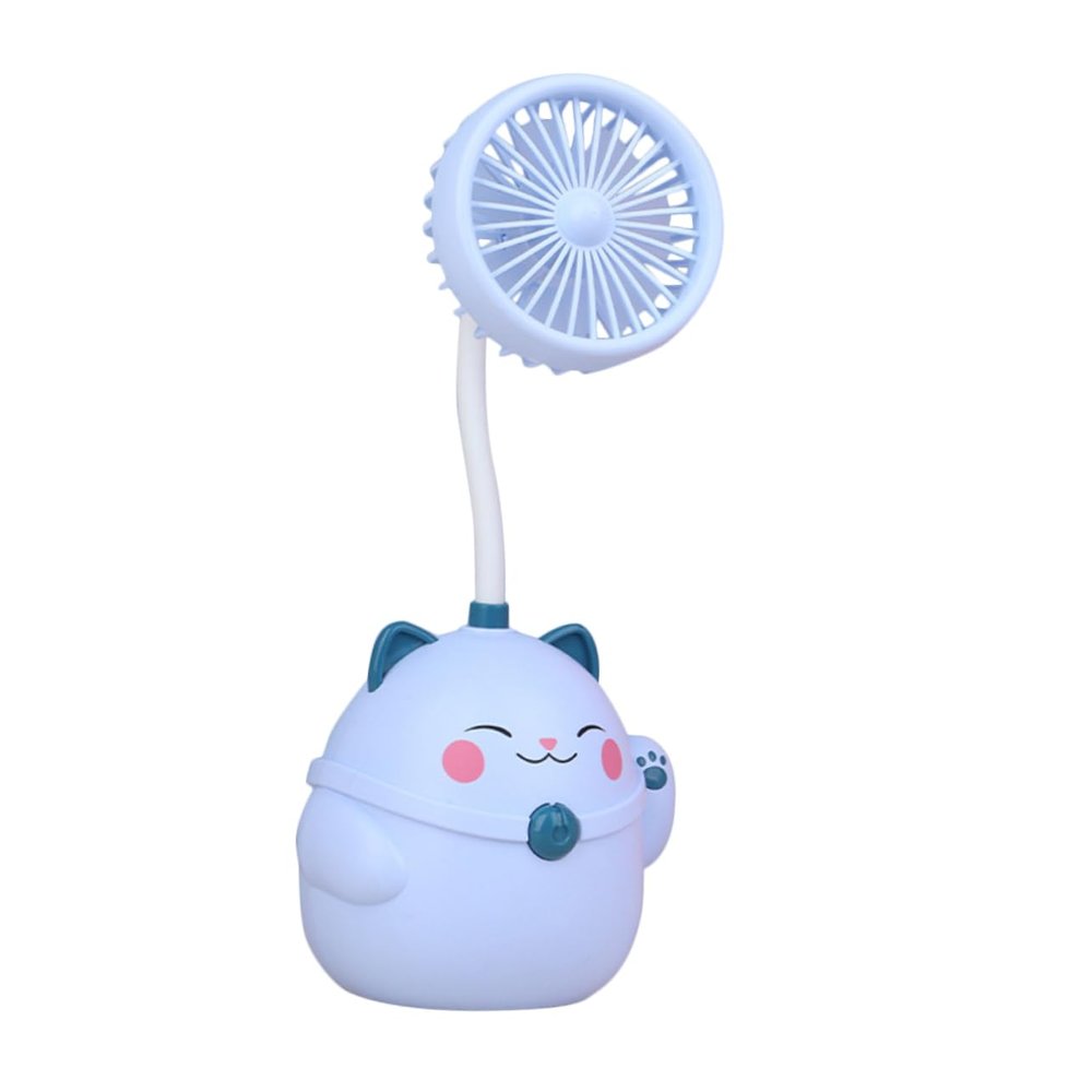 BESTOYARD Cartoon Small Fan Small Electric Fan Desktop Fan Cat Fan Pen Holder Kitten Student Pen Stand Electronic Component Pen Holder Fan USB Charging Fan Portable Hand Fan