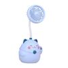 BESTOYARD Cartoon Small Fan Small Electric Fan Desktop Fan Cat Fan Pen Holder Kitten Student Pen Stand Electronic Component Pen Holder Fan USB Charging Fan Portable Hand Fan view 1