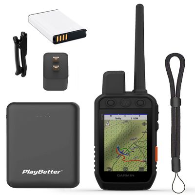 Garmin Alpha 300i (GPS Only) GPS Dog Tracking System Bundle - Multidog Tracking GPS & Remote Training Device - Includes PlayBetter Portable Charger & GPS Tether Lanyard