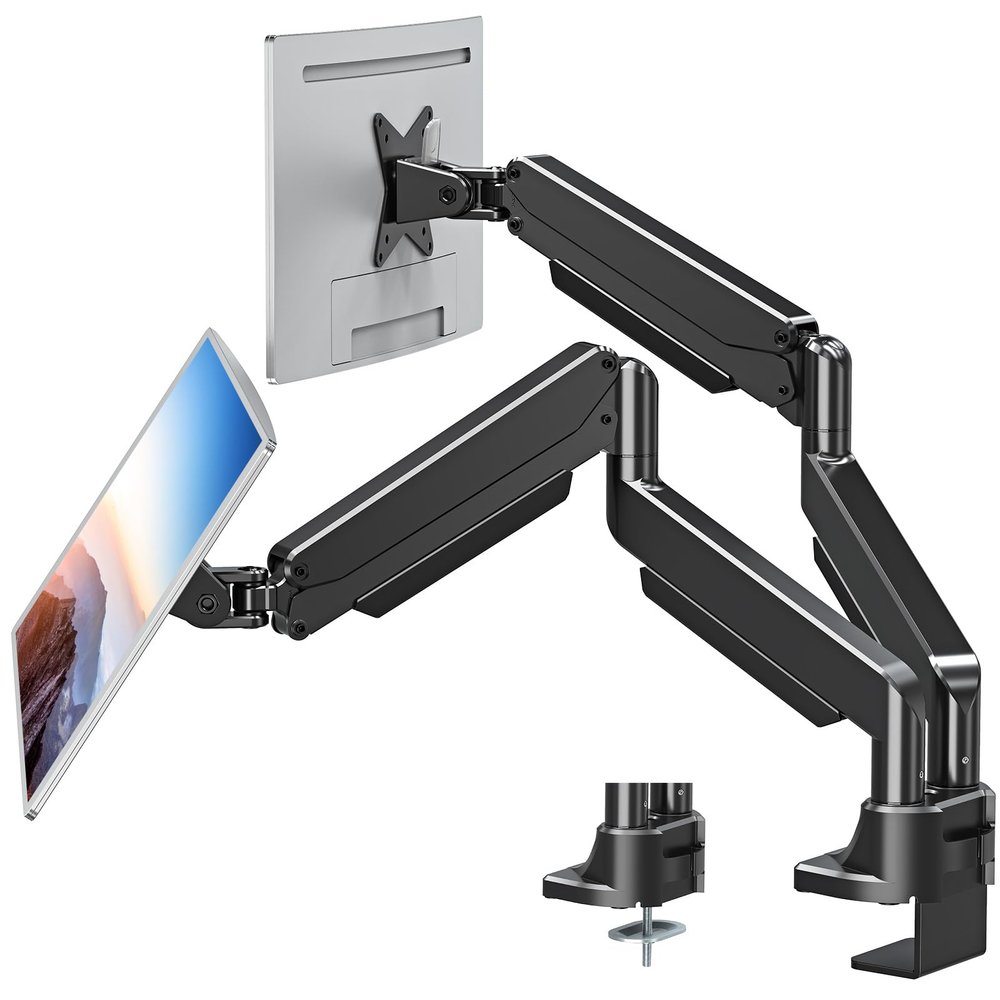 MOUNT PRO Dual Monitor Stand for Max 43 Inch Ultrawide Computer Screen, Premium Aluminum Heavy Duty Monitor Arm Holds 6.6lbs to 33lbs, Gas Spring Full Motion Display Desk Stand, VESA Mount