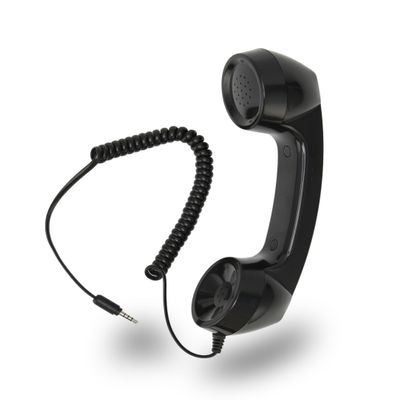 Jiawu Vintage Retro Telephone Handset, Cell Phone Receiver MIC Microphone Speaker for Cellphone, Smartphone and Computers, Old Telephone Headse with 3.5 mm Socket (Black)