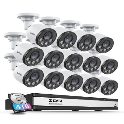 ZOSI 4K 16CH PoE Security Camera System with Audio,Smart Human Detection,14pcs 4MP PoE IP Cameras Outdoor Indoor,Night Vision,Remote Access,16 Channel NVR with 4TB HDD for Home 24-7 Recording