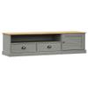 vidaXL Solid Pine Wood VIGO TV Stand - Gray Media Console with Drawers, Entertainment Center, and Shutter Door Design for Living Room view 1
