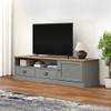 vidaXL Solid Pine Wood VIGO TV Stand - Gray Media Console with Drawers, Entertainment Center, and Shutter Door Design for Living Room view 2