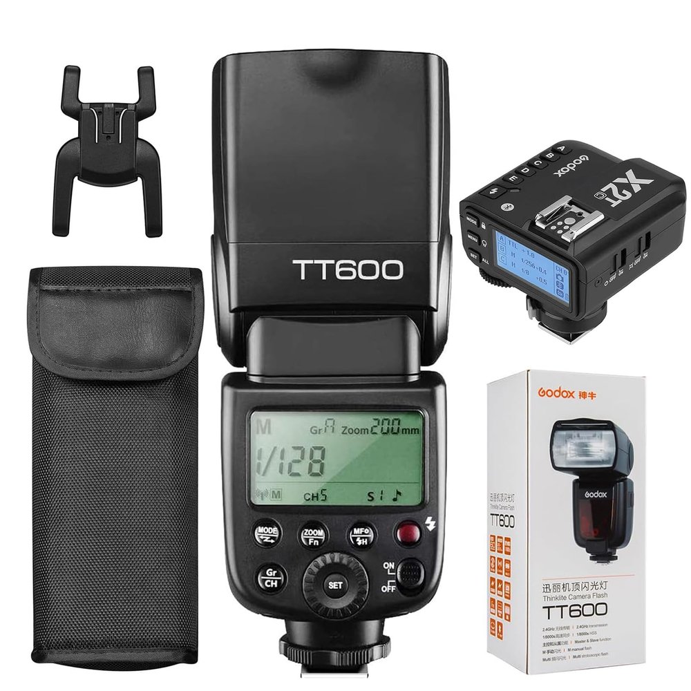Godox Flash TT600 with Godox Flash Trigger X2T-C Bundle - 2.4G Wireless X System, High-Speed Sync, Compatible with Canon DSLR Cameras. Powerful GN60, Quick Recycle, and Versatile Flash Modes