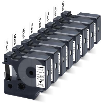 8X Replace for Dymo D1 Label Maker Refills 45013 for Dymo D1 Label Tape A45013 S0720530 Black on White Compatible with LabelManager 160 280 210D 360D 420P PnP Labeler, 1/2 Inch x 23 Feet