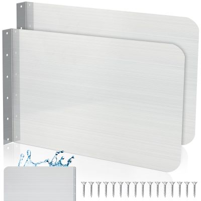 Therwen 2 Pcs Stainless Steel Side Splash Guard for Sink 26 x 12 Inch Wall Mount Guard with Screws Commercial Restaurant Hand Sink and Compartment Prep Sink Kitchen Sink Splash Protector Supply