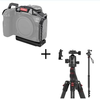 B0B63VTW46 SmallRig R5 / R5 C / R6 Cage and 71" Camera Tripod